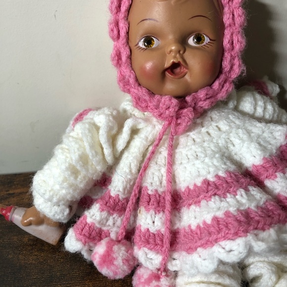Crocheted Girl Mid Century Doll - Picture 2 of 6